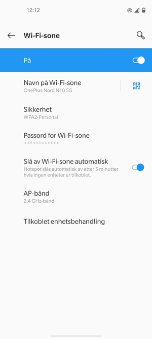 Telefonen din er konfigurert for bruk som et modem