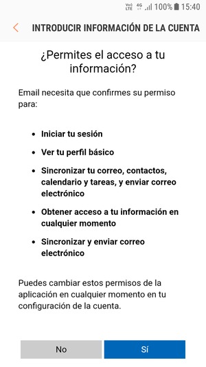 Desplácese y seleccione Sí