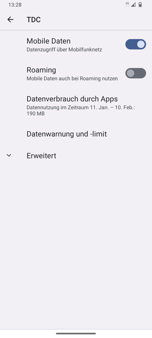Wählen Sie Erweitert