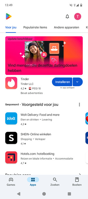 Selecteer Zoeken