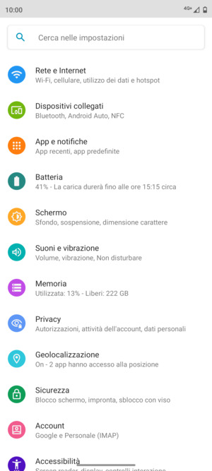 Seleziona Rete e Internet