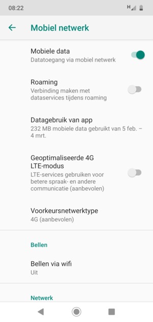 Selecteer Voorkeursnetwerktype