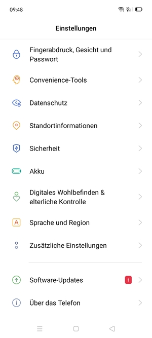 Scrollen Sie und wählen Sie Sicherheit