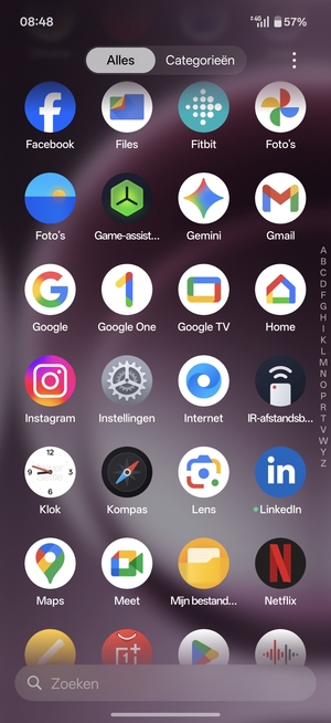Scroll naar en selecteer Instellingen