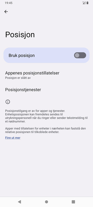 Slå av Bruk posisjon