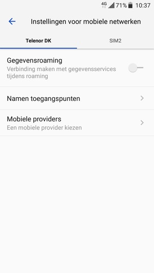 Om van netwerk te wisselen in geval van netwerkproblemen, selecteert u Mobiele providers