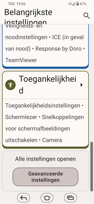 Scroll naar en selecteer Geavanceerde instellingen