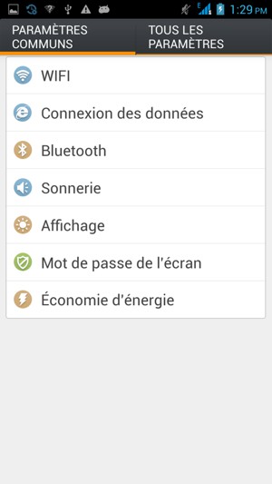Sélectionnez TOUS LES PARAMÈTRES
