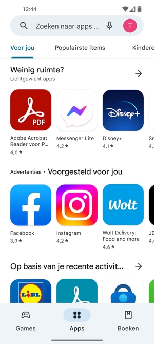 Selecteer de zoekbalk