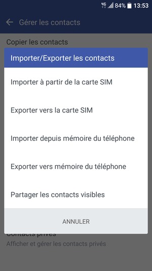 Sélectionnez Importer à partir de la carte SIM