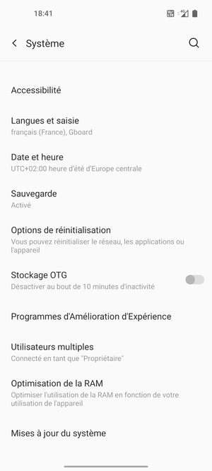 Sélectionnez Mises à jour du système