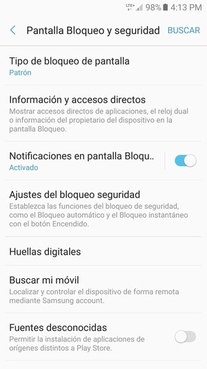 El teléfono ha sido asegurado con un bloqueo de pantalla