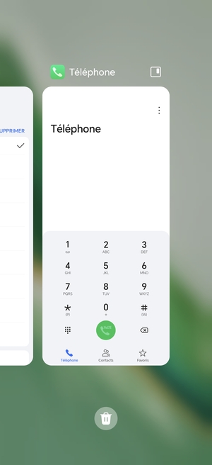 Sélectionnez l'icône Supprimer pour fermer toutes les applis en cours d'exécution