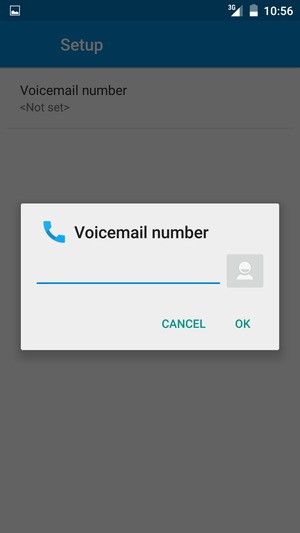 Enter the Voicemail number and select OK