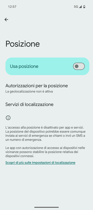 Disattiva Usa posizione