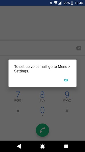 If your voicemail is not set up, select OK