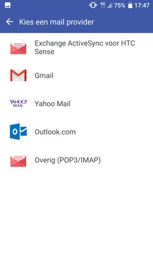 Selecteer Overig (POP3/IMAP)