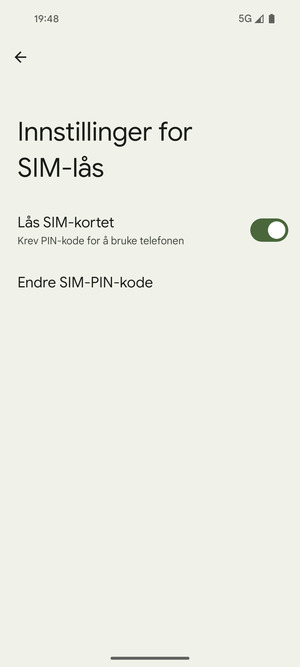 Velg Endre SIM-PIN-kode