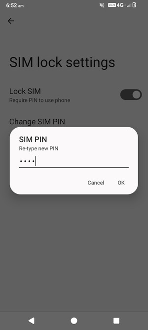 Confirm your new SIM PIN and select OK
