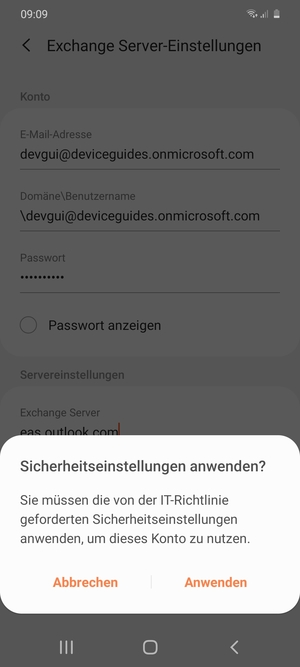 Wählen Sie Anwenden