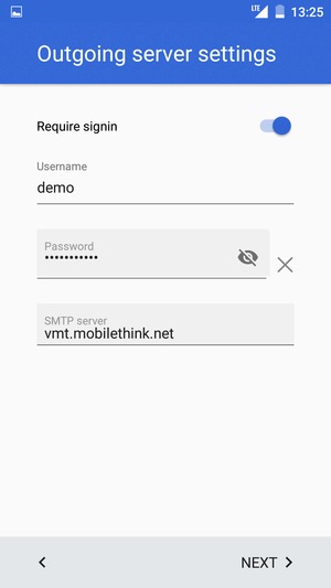 Enter Outgoing server address