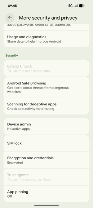 Scroll to and select SIM lock
