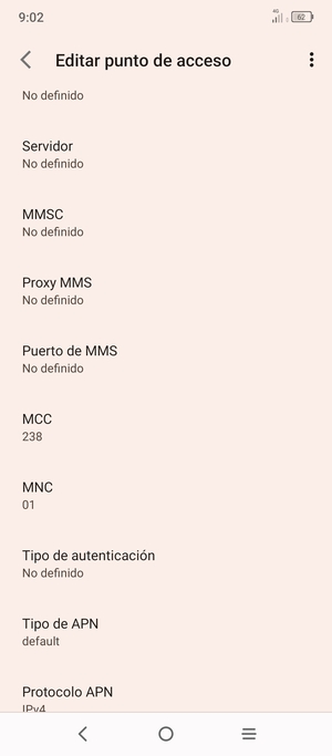 Desplácese hacia abajo e introduzca la información MMS