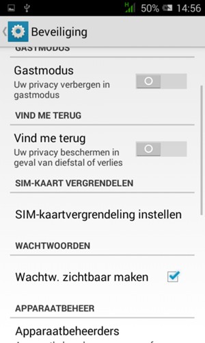 Selecteer SIM-kaartvergrendeling instellen