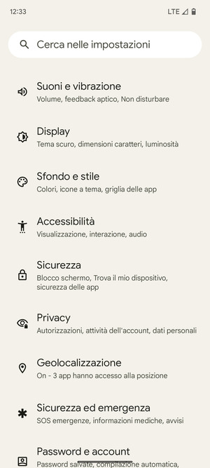 Scorri e seleziona Sicurezza