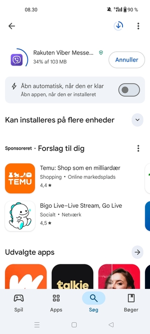 Afvent at installeringen er afsluttet