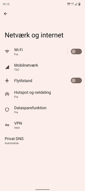 Vælg Hotspot og netdeling