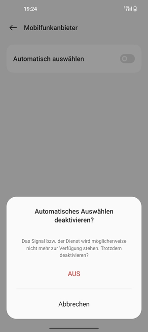 Wählen Sie AUS