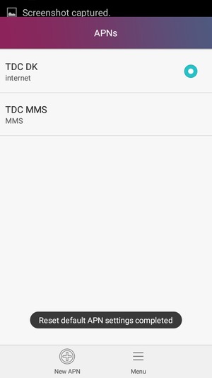 Your phone will reset to default Internet and MMS settings