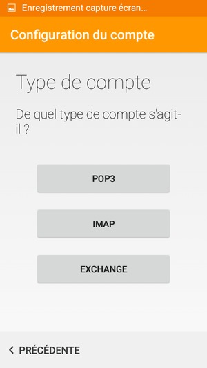 Sélectionnez POP3 ou IMAP