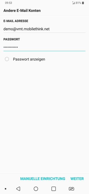Geben Sie Ihre E-Mail-Adresse und Ihr Passwort ein. Wählen Sie WEITER