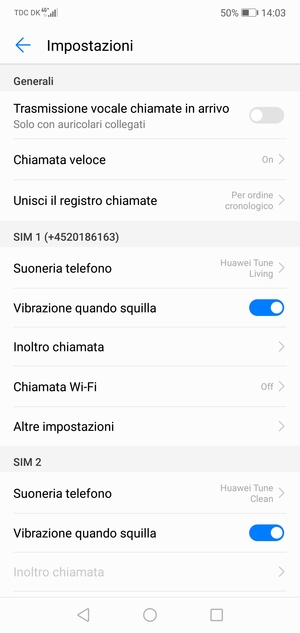 Scorri fino a SIM 1 o SIM 2 e seleziona Altre impostazioni