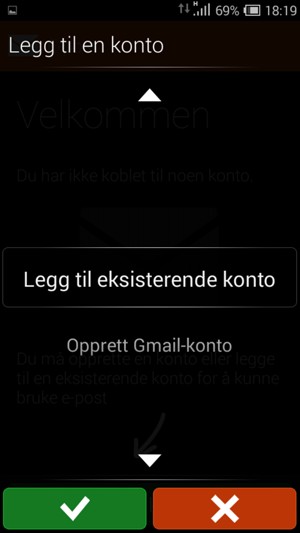 Velg Legg til eksisterende konto og OK