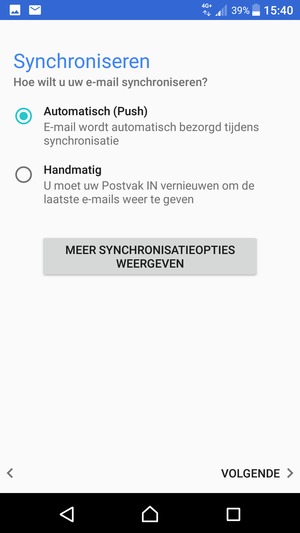 Selecteer uw voorkeursoptie en selecteer VOLGENDE