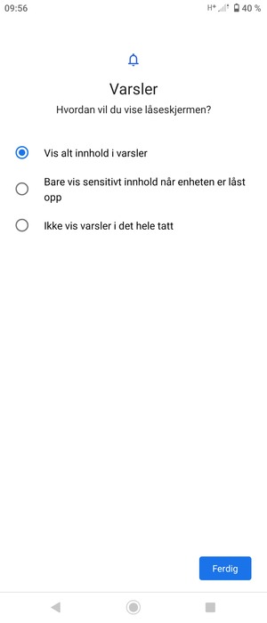Velg ønsket alternativ og velg Ferdig