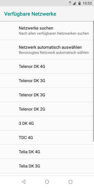 Wählen Sie einen Netzbetreiber von der Liste