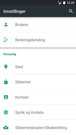 Bla til og velg Sikkerhet