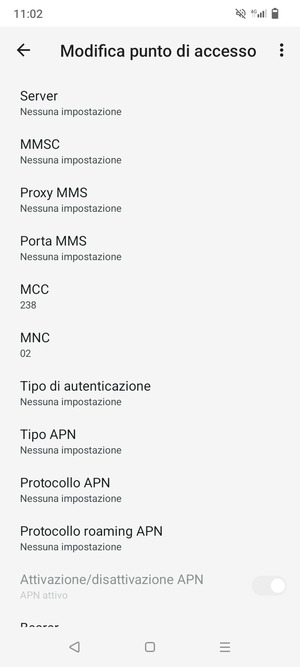 Scorri verso il basso e inserisci le informazioni degli MMS