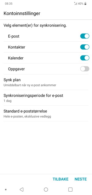 Velg NESTE