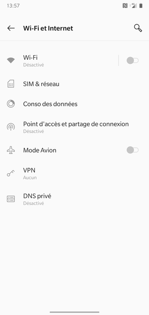 Sélectionnez Point d'accès et partage de connexion