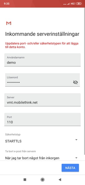 Välj Säkerhetstyp