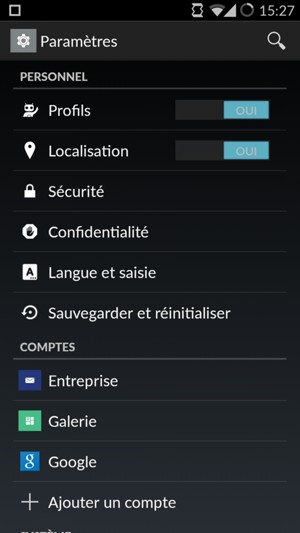 Faites défiler et sélectionnez Sécurité