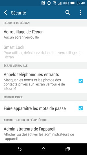 Sélectionnez Verrouillage de l'écran