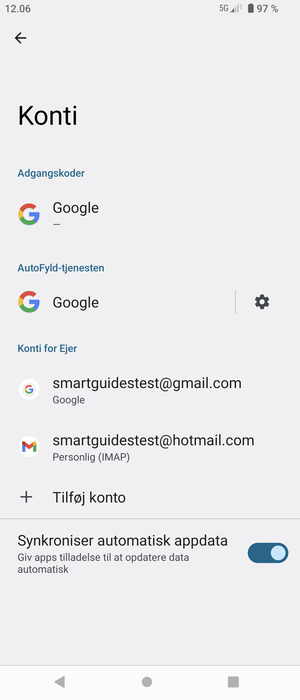Vælg din Google konto