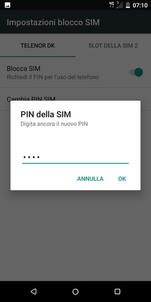 Conferma il nuovo PIN della SIM e seleziona OK