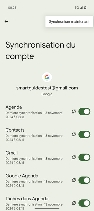 Sélectionnez Synchroniser maintenant